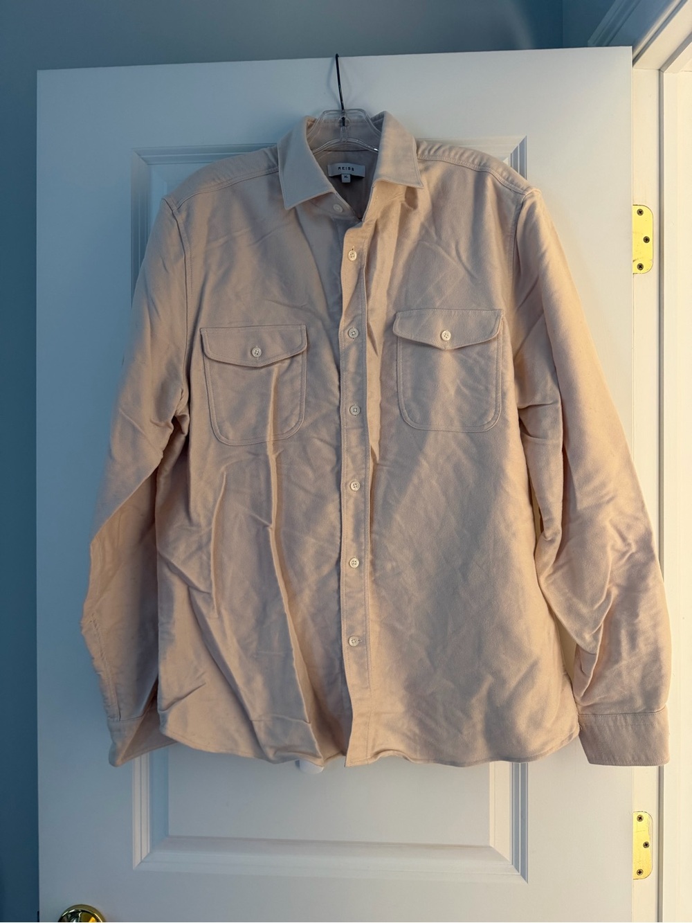 REISS Boscelli Men’s XL Ecru Cotton Twin Pocket Overshirt NWT Condition
